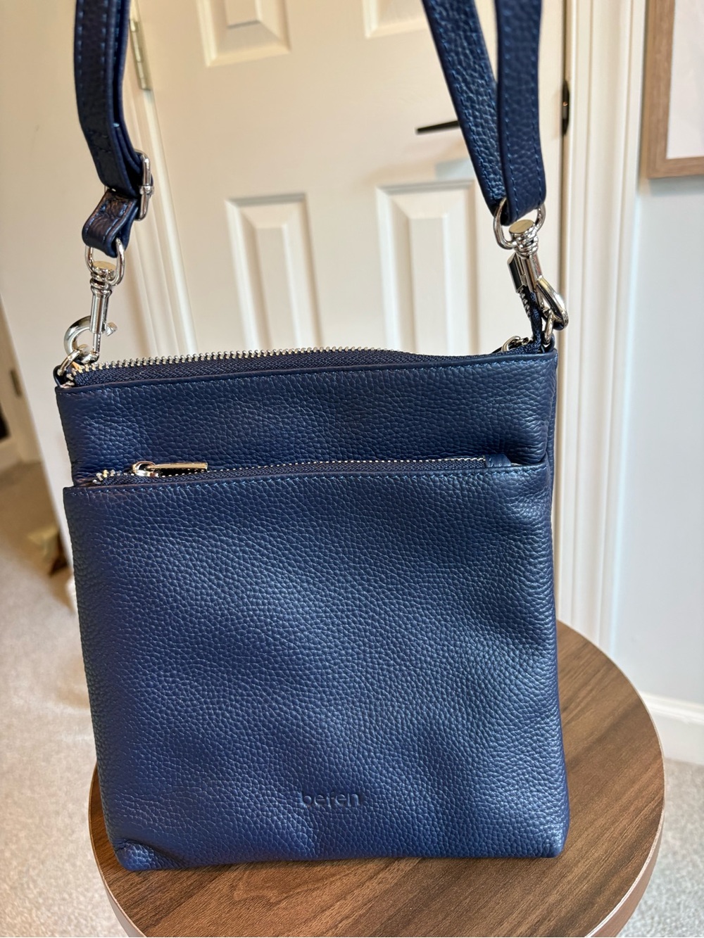 Navy Pebbled Leather Crossbody Bag NWT
